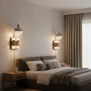 Modern Crystal Cube Wall Sconce Set - Gold & Glass LED