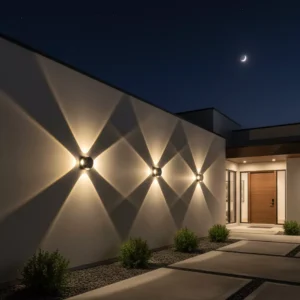 4-Way Warm White Outdoor Wall Light - Modern Architectural LED Fixture