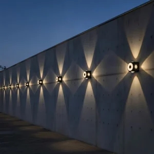 5-Way Warm White Outdoor Wall Light - Multi-Directional LED Sconce with Front Circle Accent